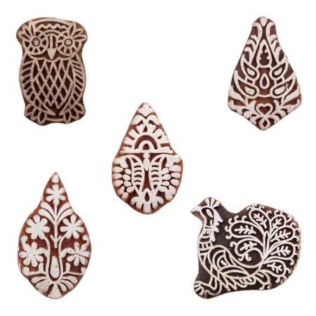 Set of 5 Piece New Mix Wooden Printing Blocks